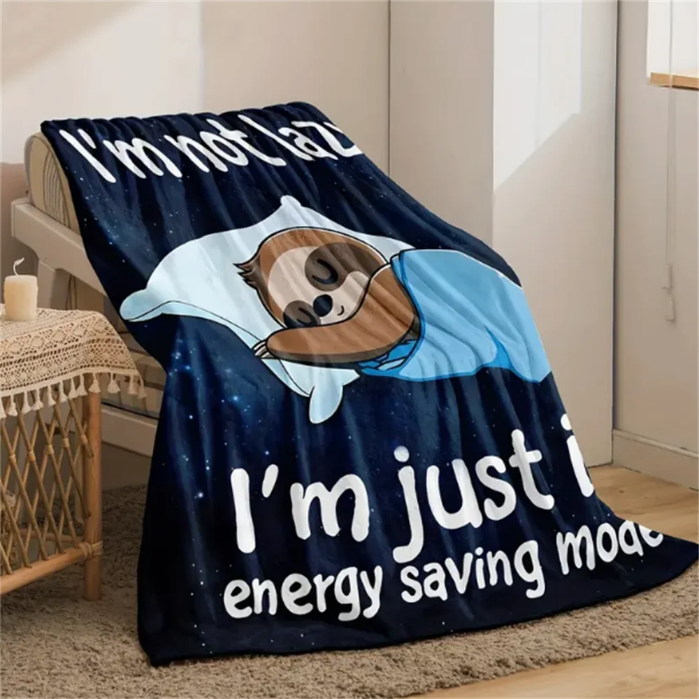 1pc Cozy Sleeping Sloth Flannel Blanket - Ultra Soft, Warm, and Comfortable for All Seasons - Perfect for Home Leisure, Sofa