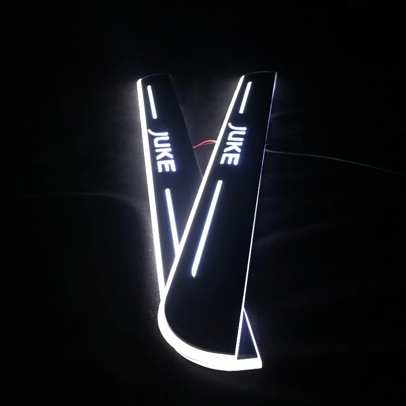 닛산 Juke 2010 - 2018 2019 2020 임계 값 Led 바 통로 동적 환영 램프 용 자동차 도어 씰 스커프 플레이트 페달 조명