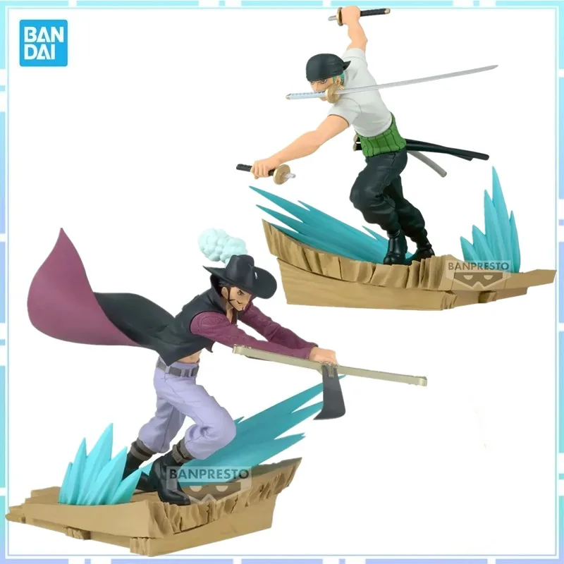 Bandai Original Banpresto Anime One Piece SENKOZEKKEI Roronoa Zoro Dracule Mihawk PVC Action Figure Model Collection Toy Gifts