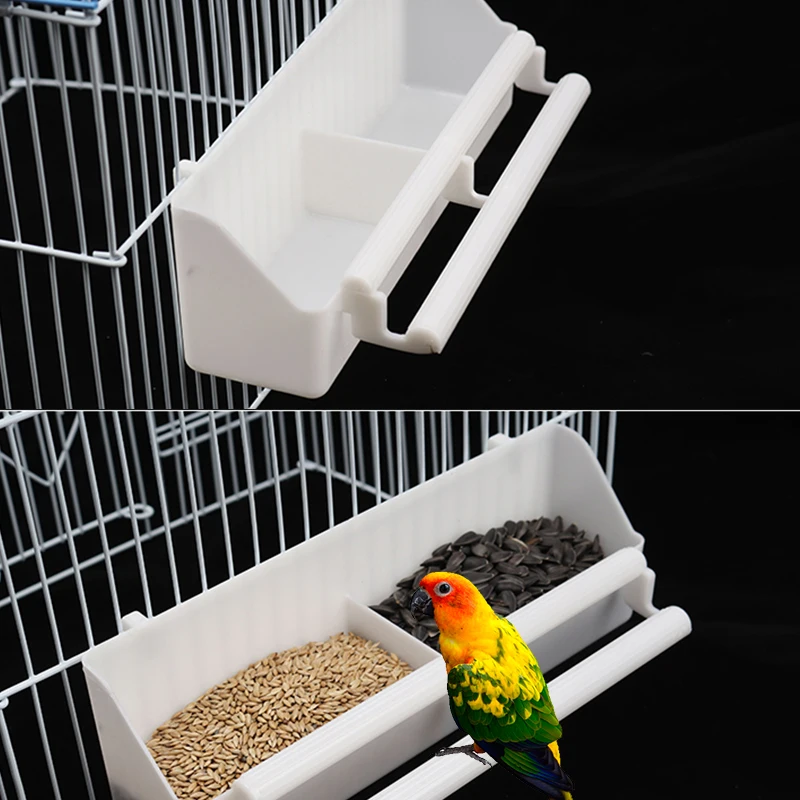 2in1 Bird Food Water Bowl Dual Feeding Cup Bird Pigeons Canary Cage Feeder Parrot Pet Aviary Hanging Stand Drinker Box Container