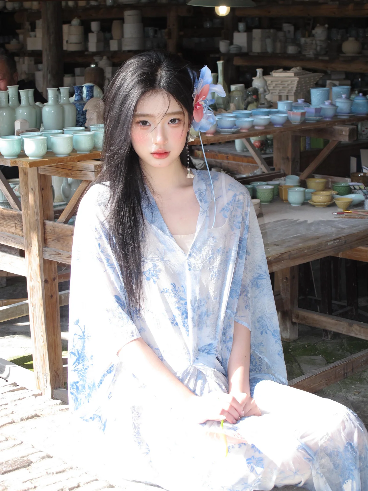 新しい青いドレス中国風ポートレート写真撮影衣装スタジオ禅スタ - Photography Zen のレビューと価格
