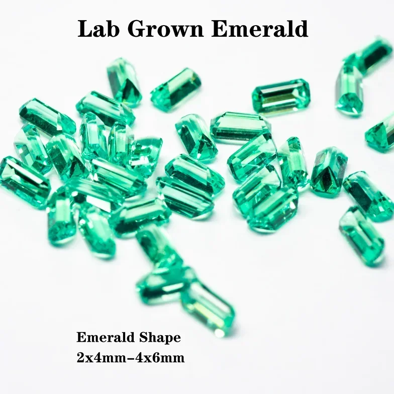 Lab Grown Columbia Emerald Small Size Emerald Shape Charms Gemstone DIY Ring Necklace Earrings Main Materials with Certificate