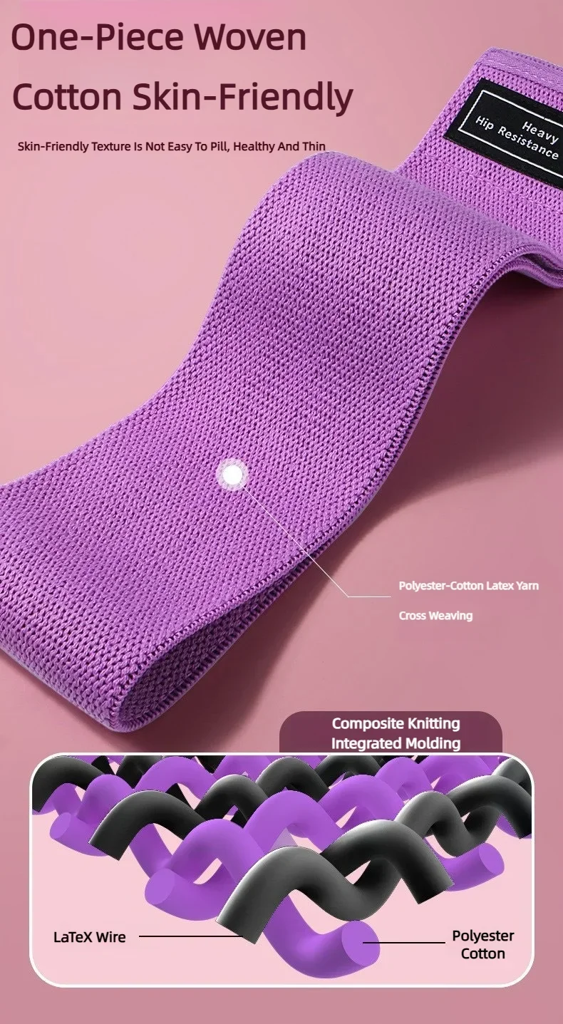 Rutschfeste Stoff-Booty-Bänder, breitere Widerstandsbänder für Hüfte und Beine, Workout, Heimfitness, Pilates, Yoga, Stretching für Frauen und Männer – Detail 9