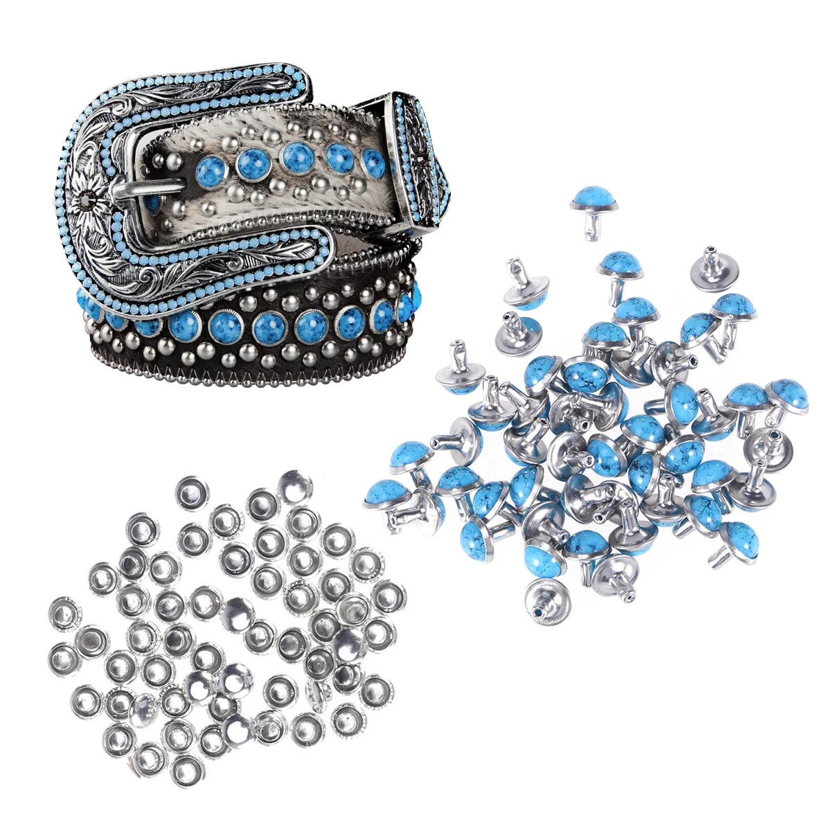 

50 pcs 8Mm Turquoise Rivets Crash Nails Spots Studs Diy Accessories For Clothing Bracelet Jewelry Shoes Bag Hat Luggage Craft