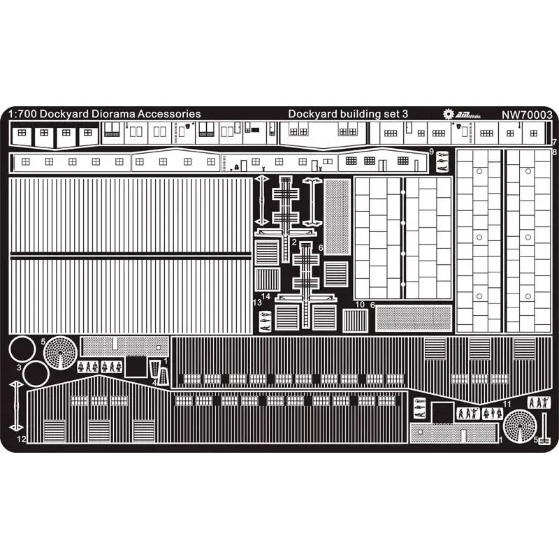 AM-WORKS NW70003 1/700 ملحقات Dockyard Diorama - مجموعة بناء Dockyard 3 - مجموعة تفاصيل الترقية