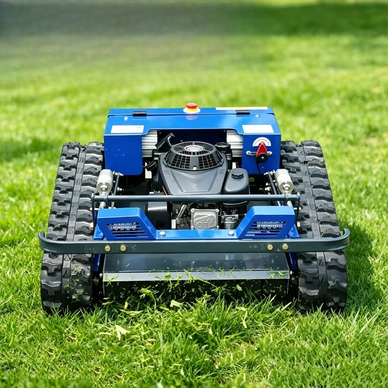 Tracked Crawler Remote Control Petrol Lawn Mower RC Grass Cutter For Steep Hills