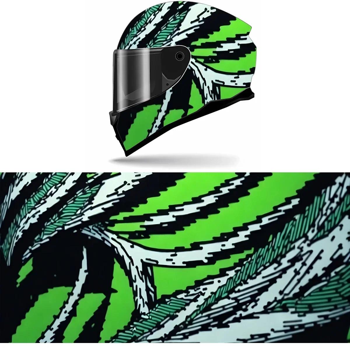 Adesivo de Vinil para Capacete de Motocicleta com Arte Abstrata de Quadrinhos, Gráfico de Corrida e Decoração Completa