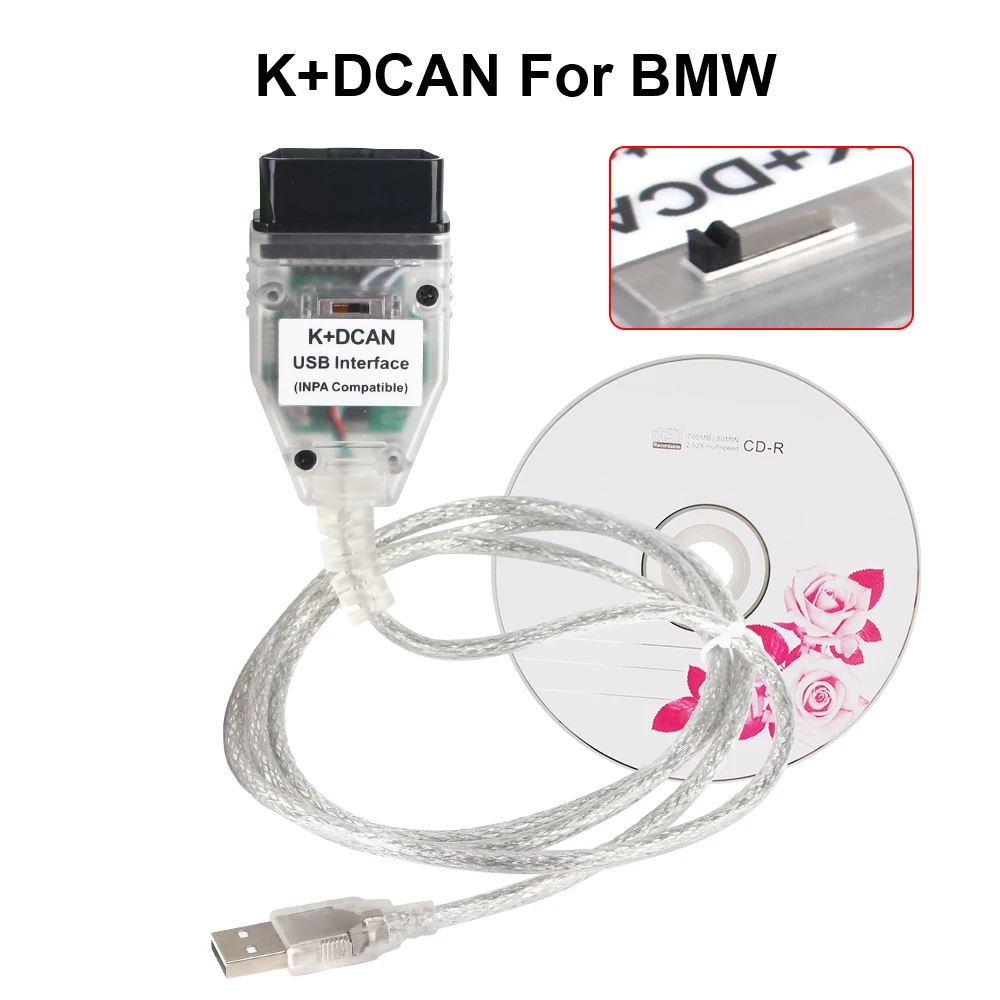 С переключателем OBD II для BMW Автомобильные диагностические инструменты OBD 2 K + DCAN FT232RL автомобильные аксессуары