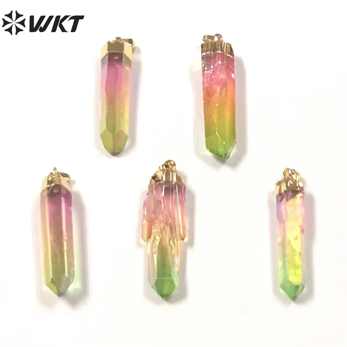 

WT-P1754 Fashion Crystal Pillar Natural Gem Stone Pendants Electroplating AB Color Process Jewelry Accessory DIY for Necklace