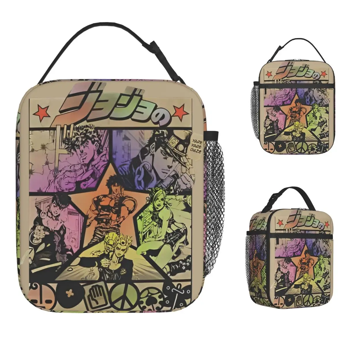 

Japanese Anime Lunch Bag For Child JOJOs Bizarre Adventure Lunch Box School Cooler Bag Portable Oxford Thermal Lunch Bags