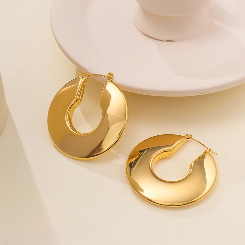 PANGJERY 316L Stainless Steel Smooth U-shaped Hoop Earrings For Women Fashion Minimalist Exaggerated Classic Party Jewelry Gifts