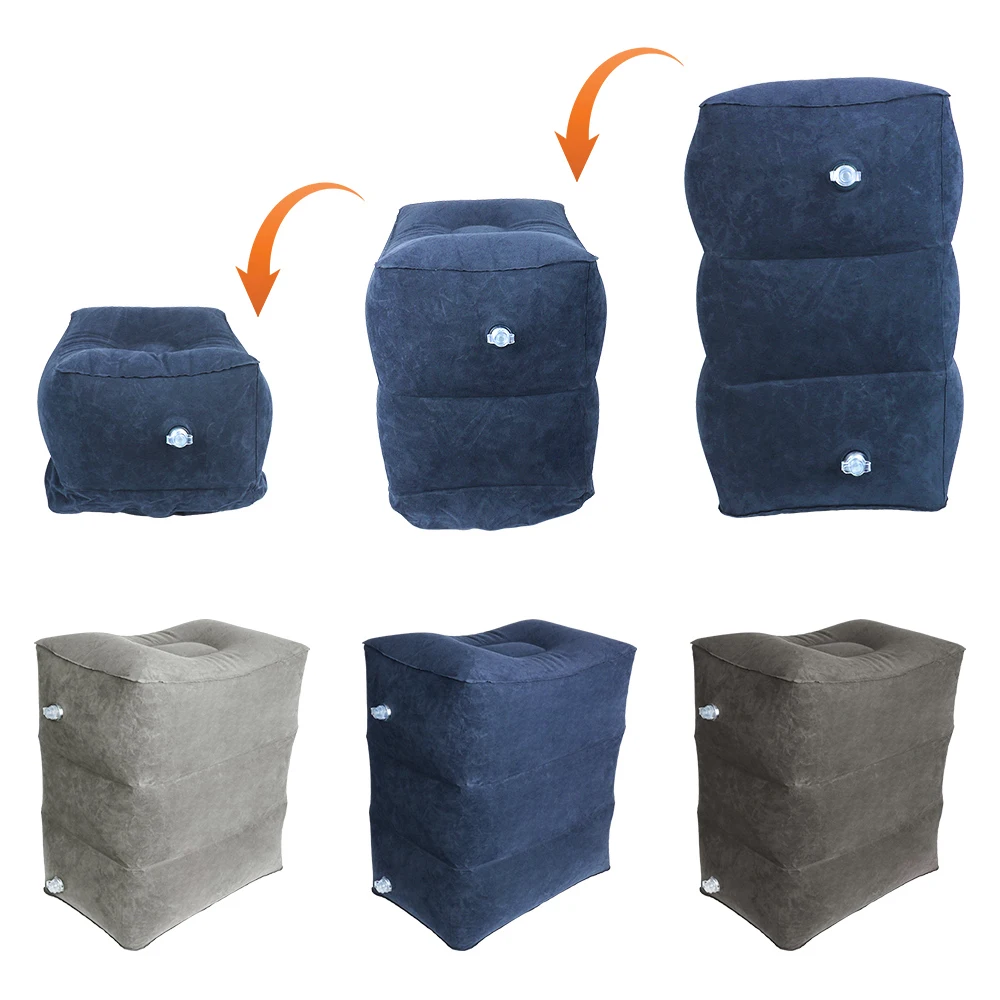 PVC 3 Layers Footrest Pillow Portable Adjustable High Leg Support On Airplane Car Bus Inflatable Travel Foot Rest Pillows
