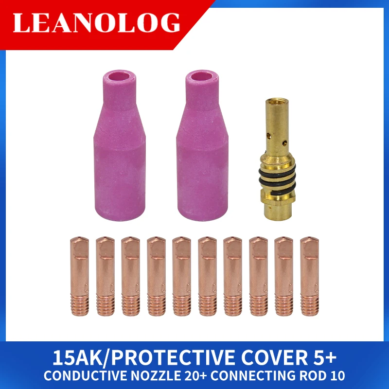 

13Pcs Welding Torch Gas Ceramic Nozzle 15AK Argon Arc 0.6/0.8/1.0/1.2mm Nozzle Holder Contact Tip For 15AK MIG Welding Torch