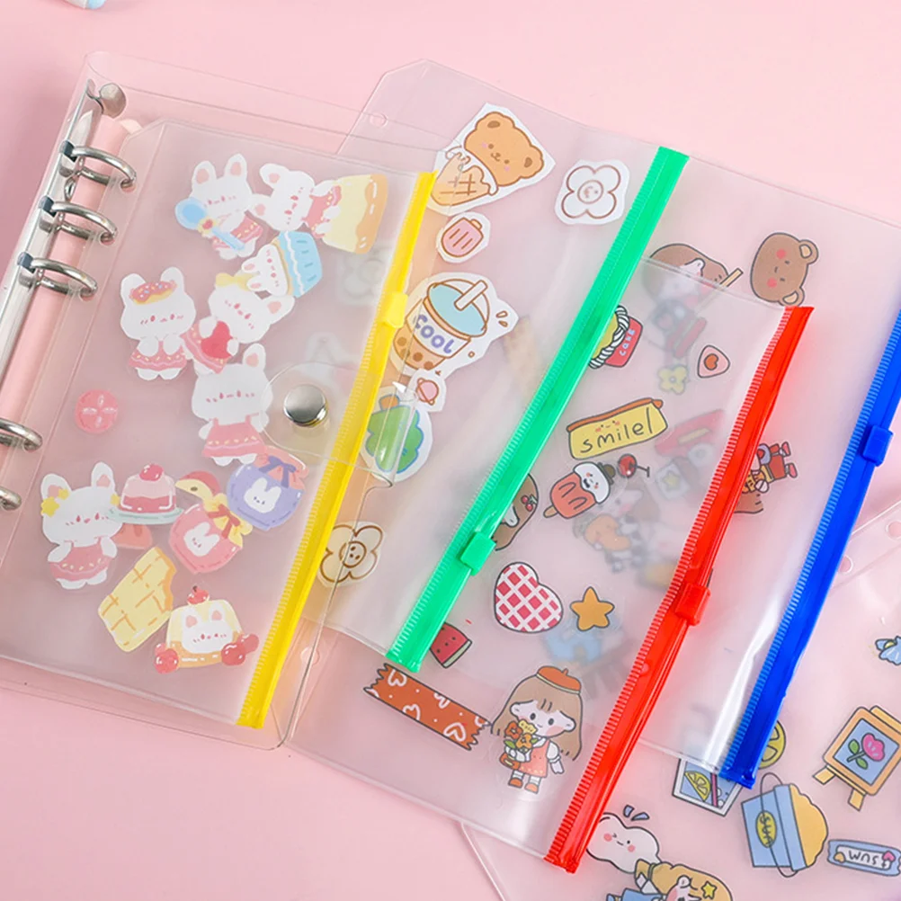 6 Pcs Loose-leaf Book Notebook Reusable Freezer Bags Savings Binder Cash Stuffing Zipper File Folder Inserts Compression