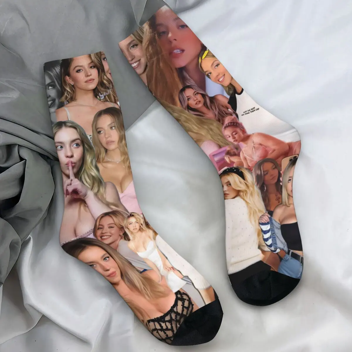 

Сидней Сланея, американская актриса, носки с фотоузором, чулки в стиле ретро, мужские средние мягкие спортивные носки для бега, зимние противоскользящие носки