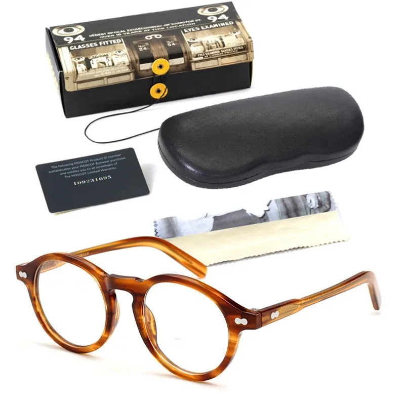 Runde Vintage-Acetat-Brille im Johnny-Depp-Lemtosh-Stil für Herren und Damen, Computerbrille, Luxusmarken-Brillengestell – Detail 8