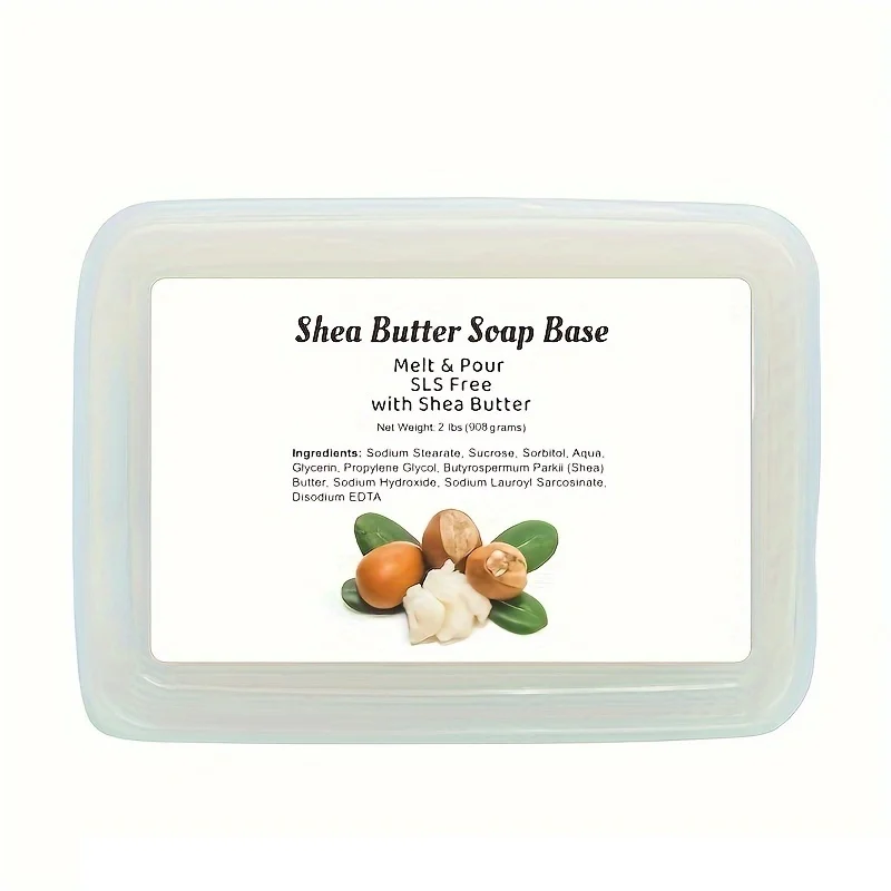 2lb/908g Shea Butter Soap Base for Soap Making, Pour and Melt Soap Base with Container, SLS/SLES Free Glycerin Soap Making Suppl