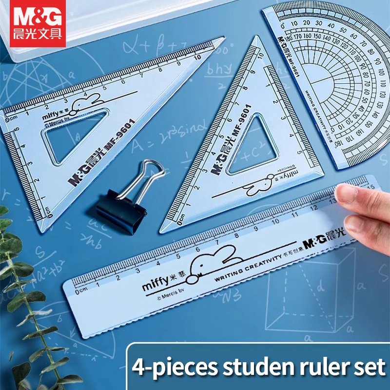 4pcs/set 15cm Straight Triangle Ruler Set Protractor Drawing Measuring Rulers School Exam Student Stationery Supplies