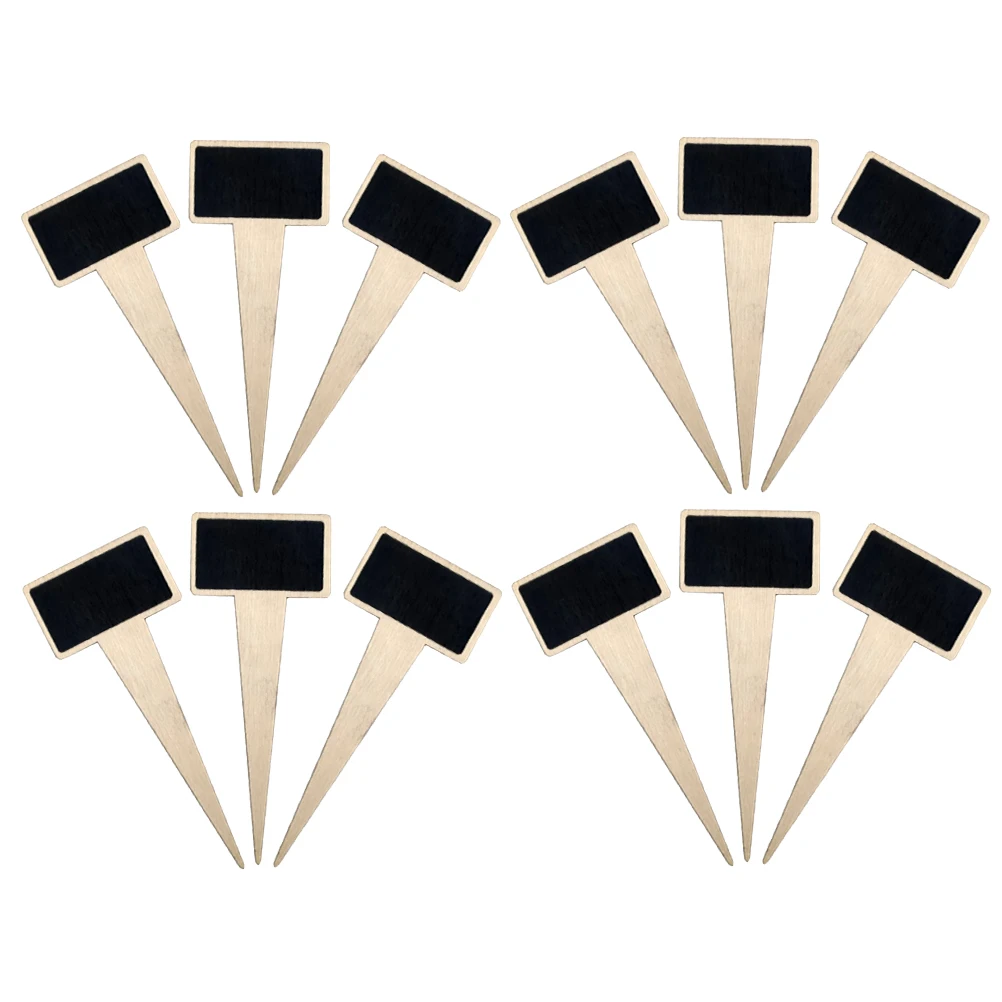 

12pcs Wooden Chalkboard Picks Mini Blackboards For Plant Pots Garden Stakes Name Tags Decorative Signage Wedding Party Home