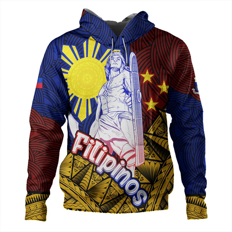 

Vintage 3D RepublicOf The Philippines Flag Printed Hoodies For Men Philippine National Emblem Graphic Hoodie Clothing Pullovers