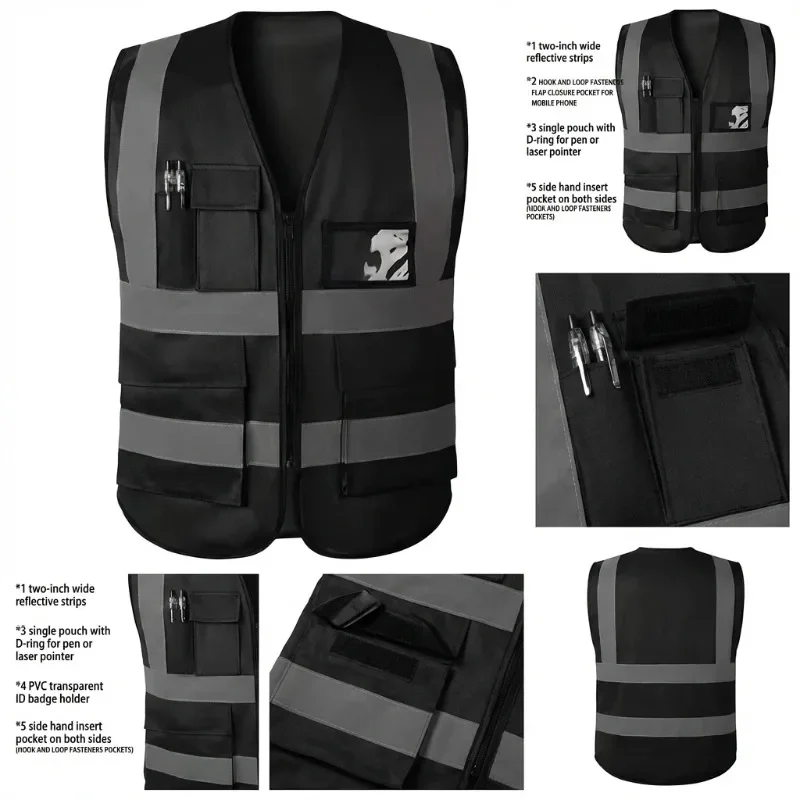 High Visibility Reflective Safety Vest Durable Protective Workwear for Construction Traffic Sanitation Staff