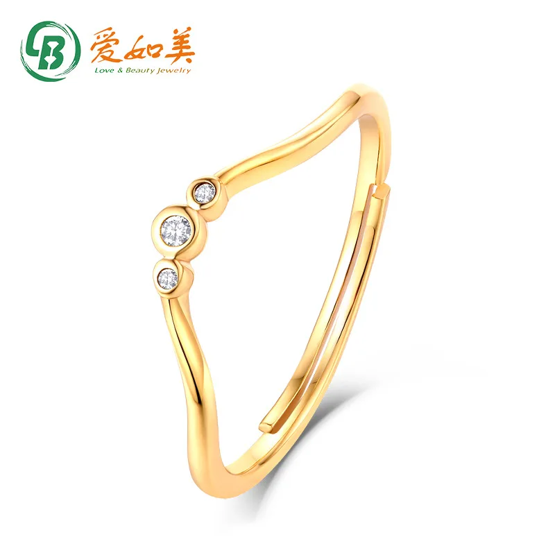 

Combination Temperament Elegant and Simple 18K Gold PT950 Platinum Silver Plated 7-layer Gold Stone Women's Open Ring