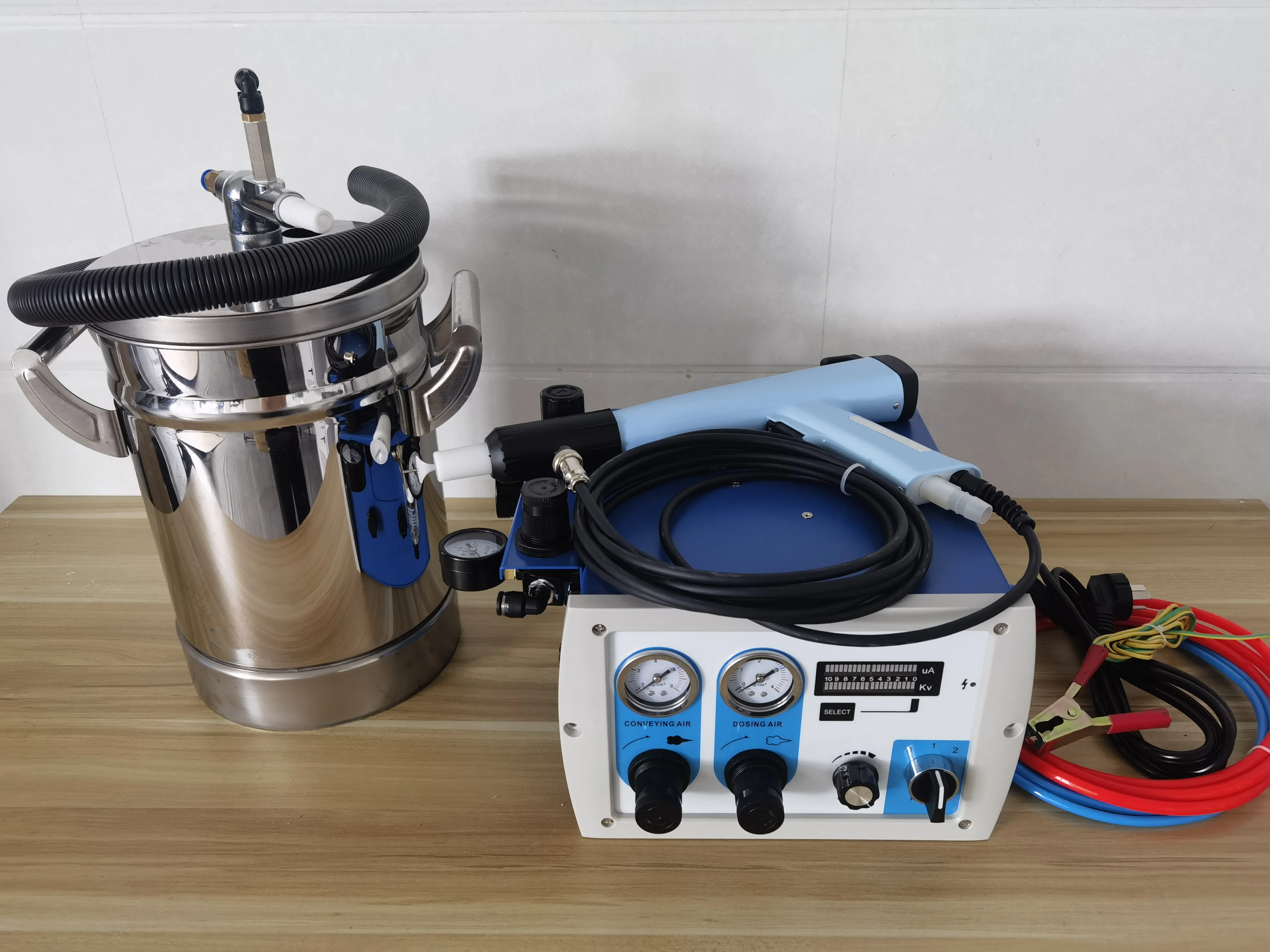 Lab Test Powder Coating Painting Machine Kit With Stainless steel bucket Powder Coating Spray Gun and 601 Painting Unit