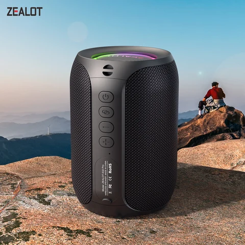 ZEALOT-S32PRO Alto-falante Bluetooth poderoso, baixo sem fio, luz LED, alto-falantes externos, subwoofer, suporte de caixa de som à prova d'água
