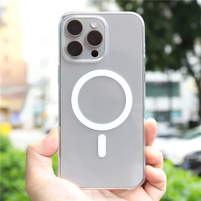 Original Animation Magnetic Case for iPhone 16 17 Pro Max Transparent Hard PC Cover Magnets Wireless Charge Shell Acrylic Funda