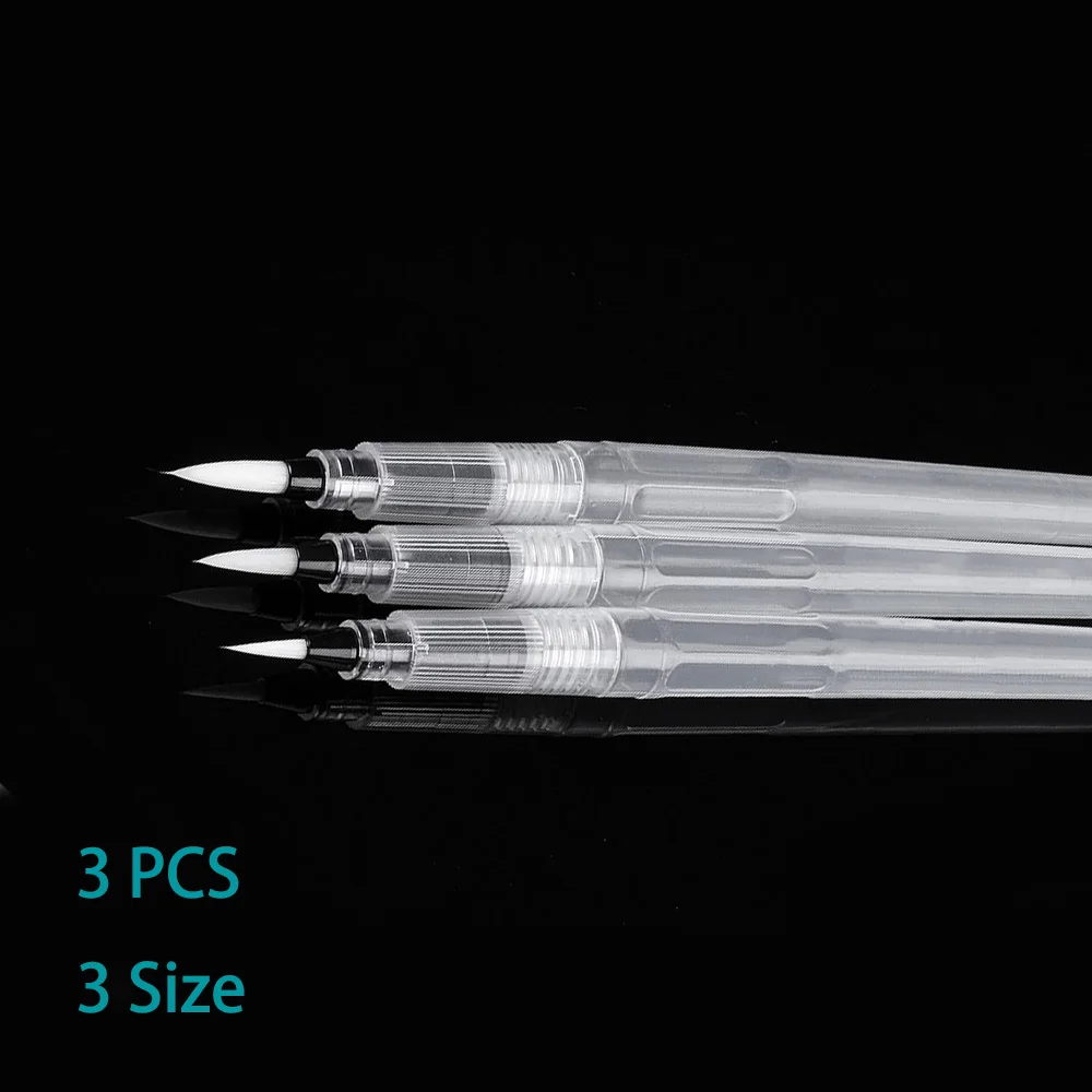 أقلام فرشاة ألوان مائية، 3 عبوات، مجموعة فرش ألوان مائية، قلم فرشاة قابل لإعادة الملء للبالغين، فرش مائية للألوان المائية #2