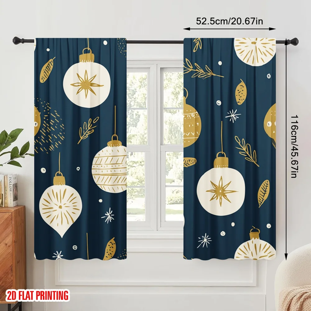 2pcs,2D plane printing Curtains Digital Printed Christmas Decorating Planet Polyester Woven (without rod) Decorations For Home