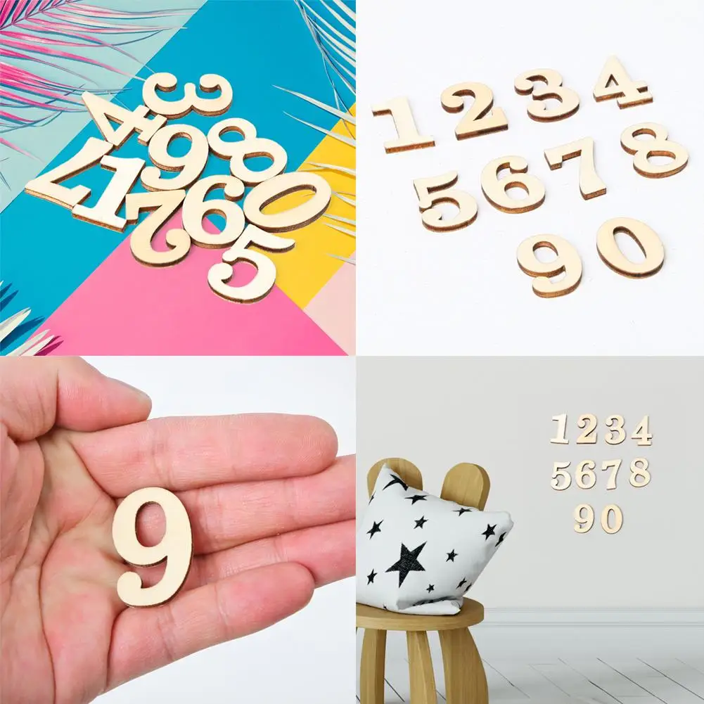 10pcs Rustic Wooden Digital Number DIY Handcraft Table Scatter Home Decoration