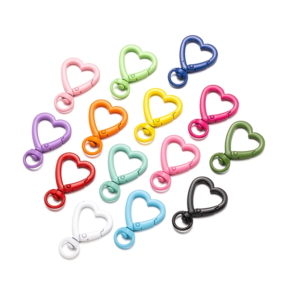 5pcs Metal Heart Swivel Lobster Claw Clasp Trigger Spring Keyring Buckle Snap Hook for DIY Keychain Jewelry Making Bag Accessory