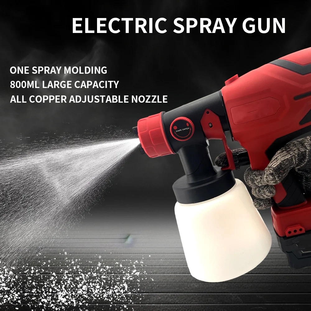 800ml Cordless Electric Spray Gun High Power HVLP Paint Sprayer Auto Furniture Steel Coating Airbrush For Milwaukee Battery