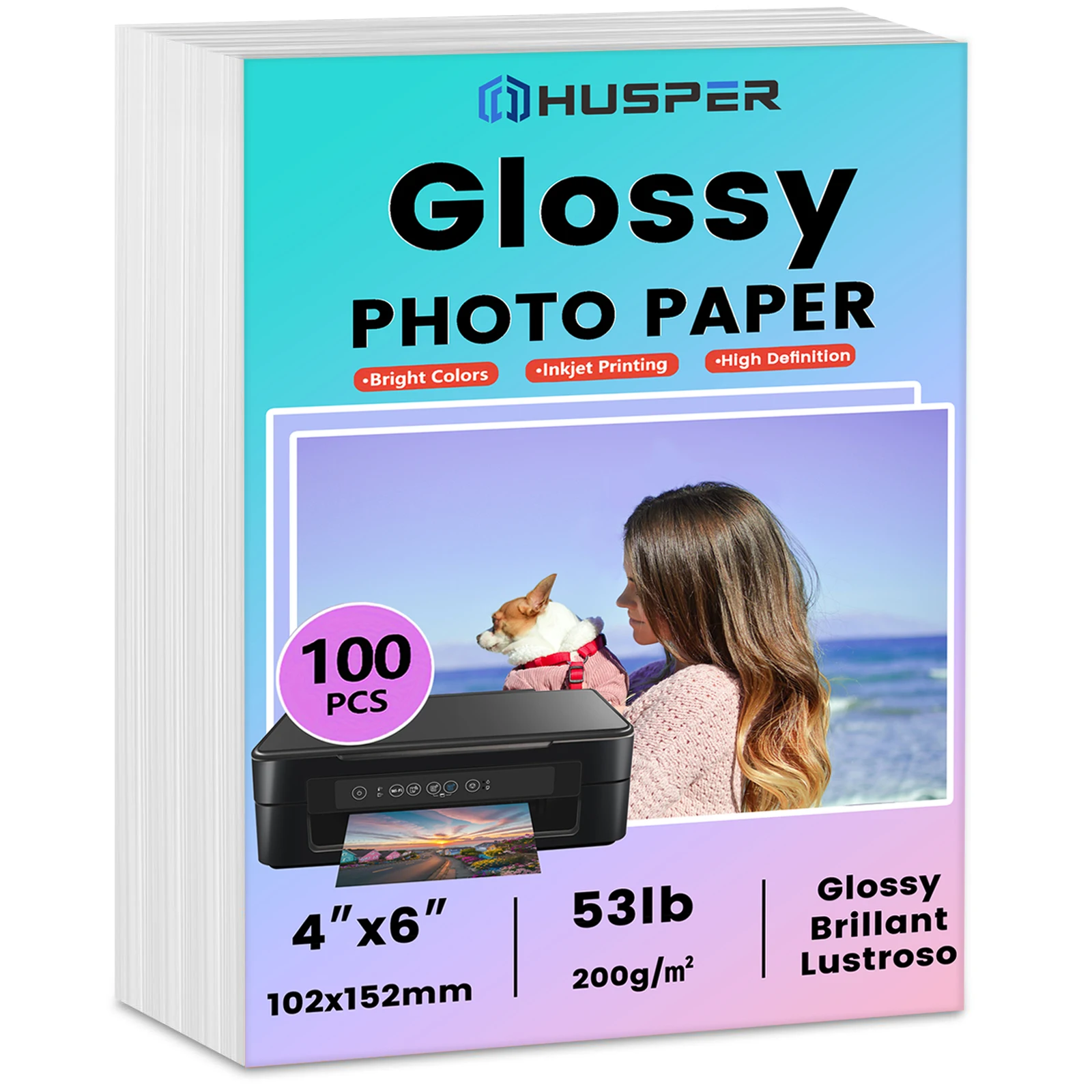 100 Sheets Waterproof 4R (200gsm/53lb) Glossy Photo Paper, 4in X 6in Inkjet Photo Printer Paper, Picture Paper for Photos, Calen