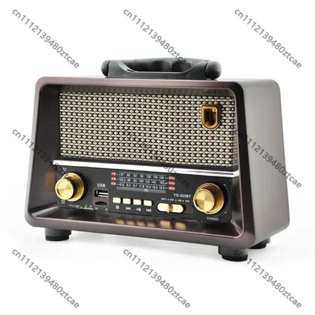 Vintage Full Band FM AM SW Radio For Elderly Bluetooth U Disk Speaker Dual Power Rechargeable & Plug-in
