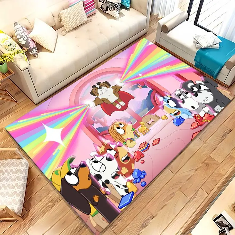 Cartoon Blue Dog Puppy Bingo Soft Non-Slip Large Area Rug for Living Room,Bedroom Playroom Carpet Mat for Sofa,Home Decor Gift