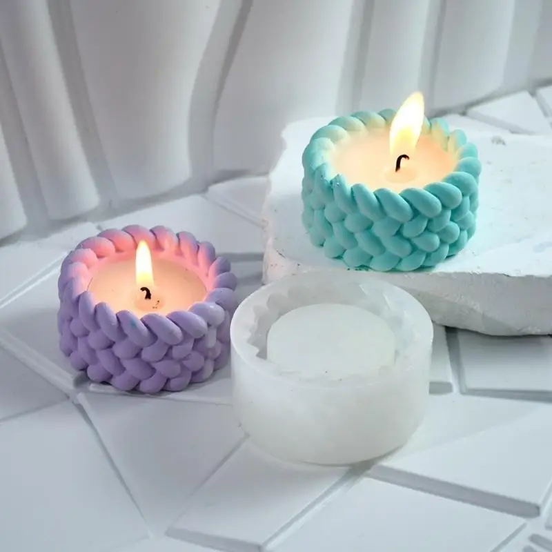L43A Woven Rope Silicone Molds Succulents Planter Molds for Epoxy Resin Holder