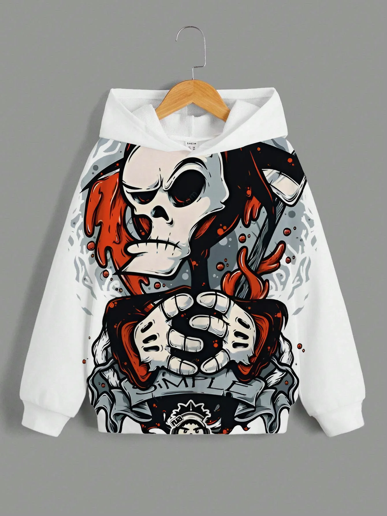 

Street Hipster Men's Pullover Fashion Retro Skull Print Long-sleeved Sports Casual Sweatshirt