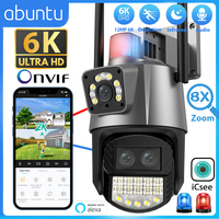 12MP 6K  ICSEE Wifi Camera Three Lens Dual Screens 8X Digital Zoom Surveillance Camera With Police Light Alarm Home Security CAM
