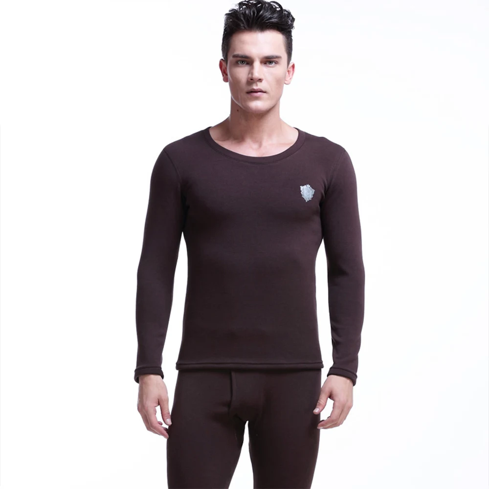 Men's Thick Fleece Thermal Top, Crew Neck Slim Cold-Proof Base Layer Undershirt for Winter by Aoyuansu