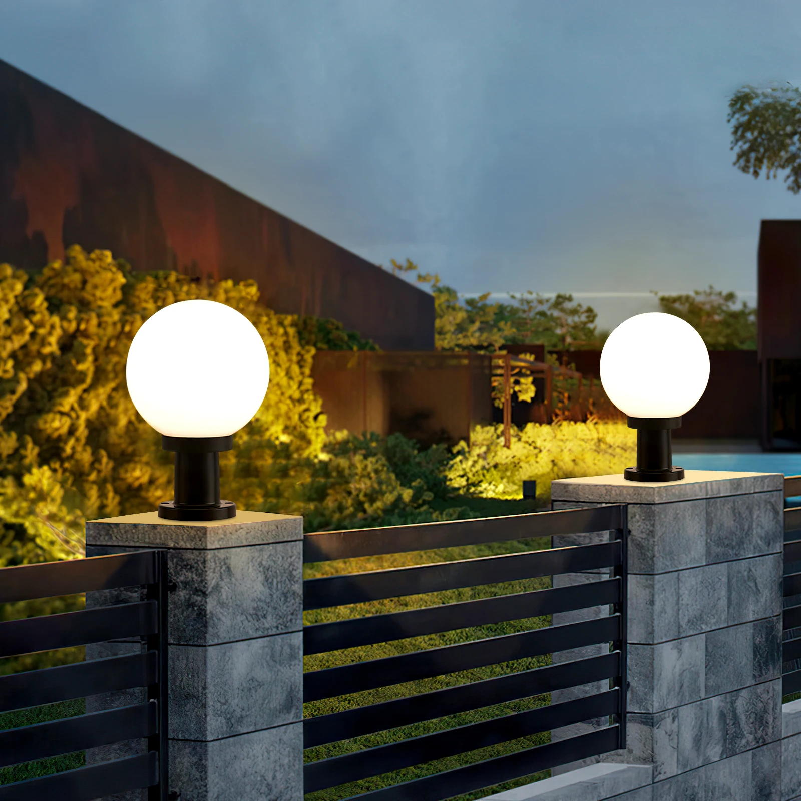 

Acrylic Ball Lampshade 15cm Base Outdoor Post Lights Fence Path Solar Garden Decor Yard Lighting Column Landscape