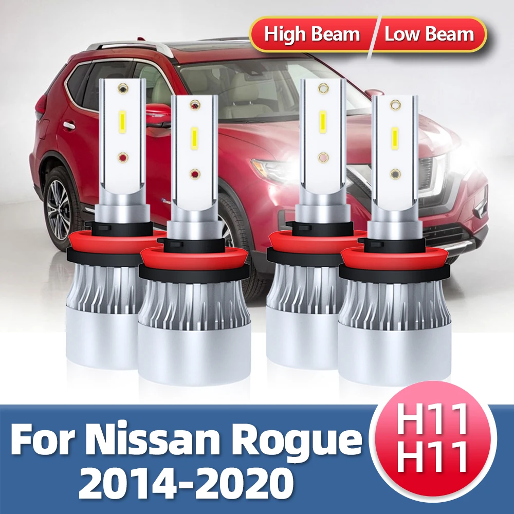 2/4PC LED Headlights High Low Headlamps Bright CSP Turbo Bulbs 12V Front Car For Nissan Rogue 2014 2015 2016 2017 2018 2019 2020