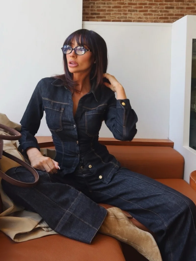 

Уличная одежда, джинсовые комплекты из 2 предметов, женская одежда, весенняя одежда, женский джинсовый топ, прямые джинсы, комплекты брюк, ковбойские спортивные костюмы, женские комплекты