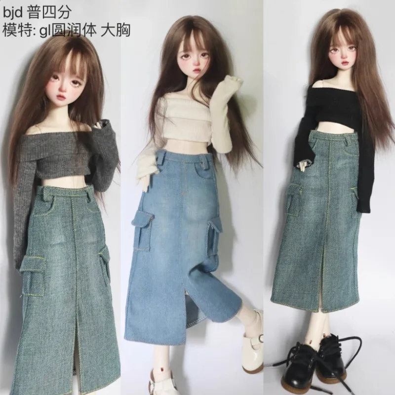 

BJD Long Jeans Skirt for 1/6 OB 1/4 1/3 Doll Clothes CWB352-1