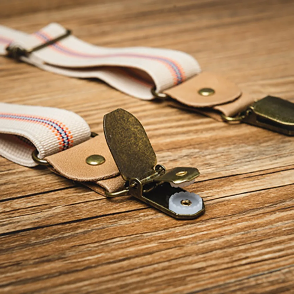 

Ретро-подтяжки для мужчин в британском стиле, Y-образные, противоскользящие, с металлическими зажимами, аксессуары для костюма, с полосатыми клипсами