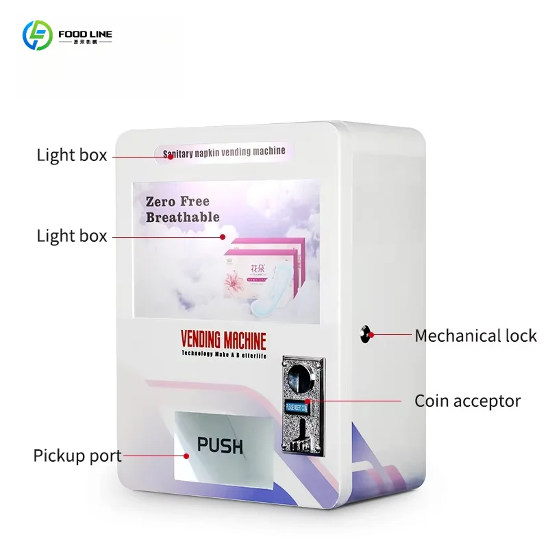 Customized wall mounted coin female women sanitary product napkin towel sanitary pads vending machine