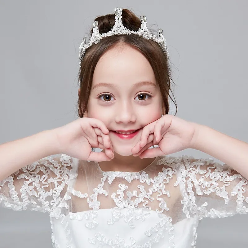 

Детский подарок на день рождения, повязка на голову со стразами, корона, тиара, диадема принцессы, платье, аксессуары для девочек