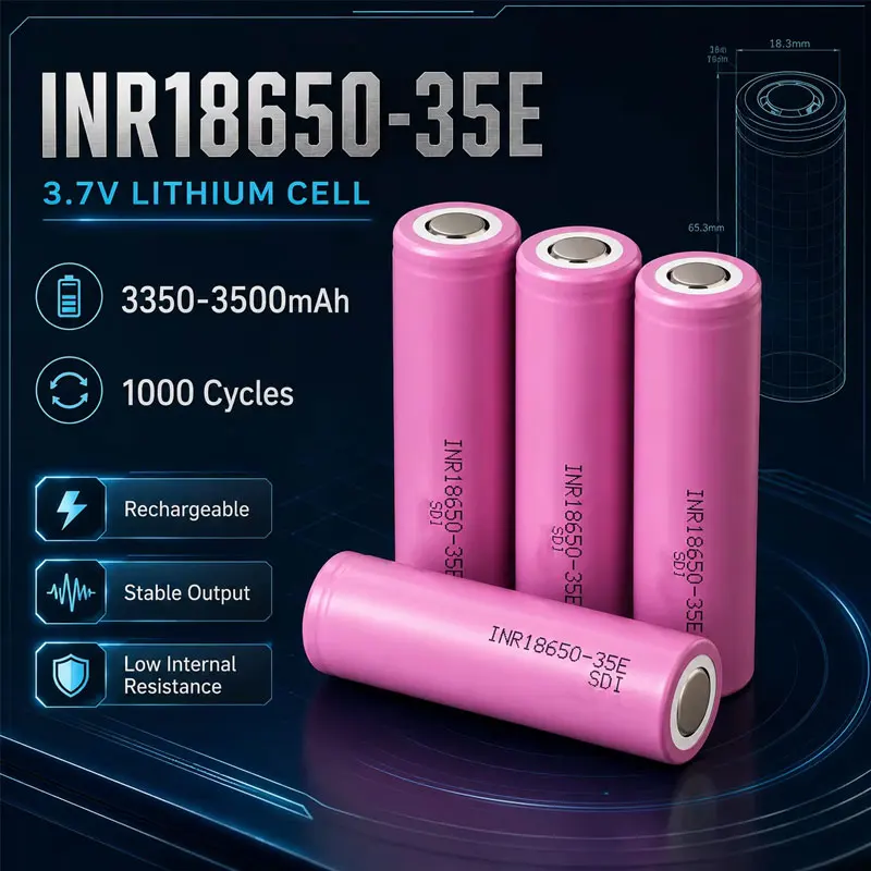 Nuova batteria al litio ricaricabile INR18650 35E da 3500 mAh, con elevata capacità di scarica di 30 A, ideale per batterie di piccoli trapani elettrici e altri utensili elettrici.