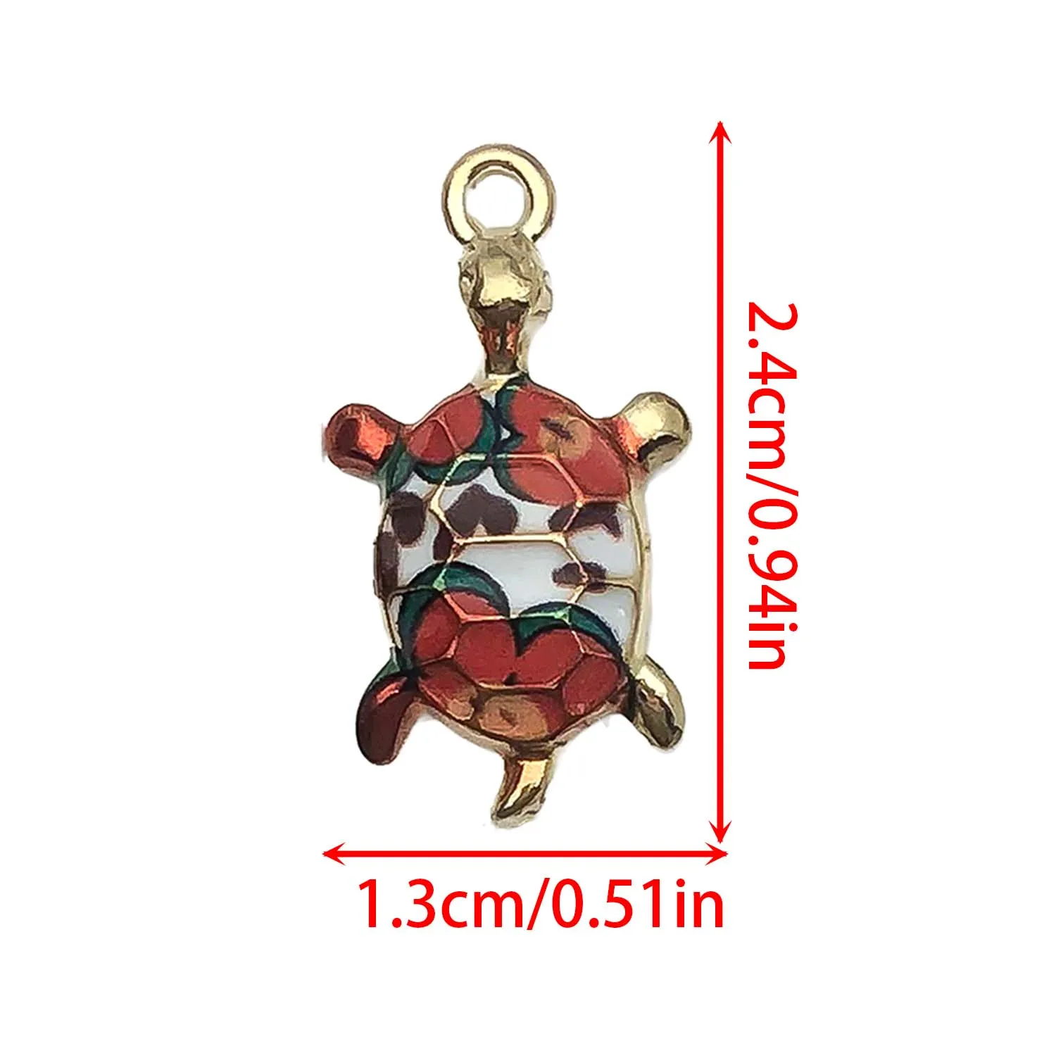 10pcs Colorful Enamel Cute Printed Turtle Charms Alloy Pendants for DIY Bracelets Necklaces Earrings Jewelry Making Accessories